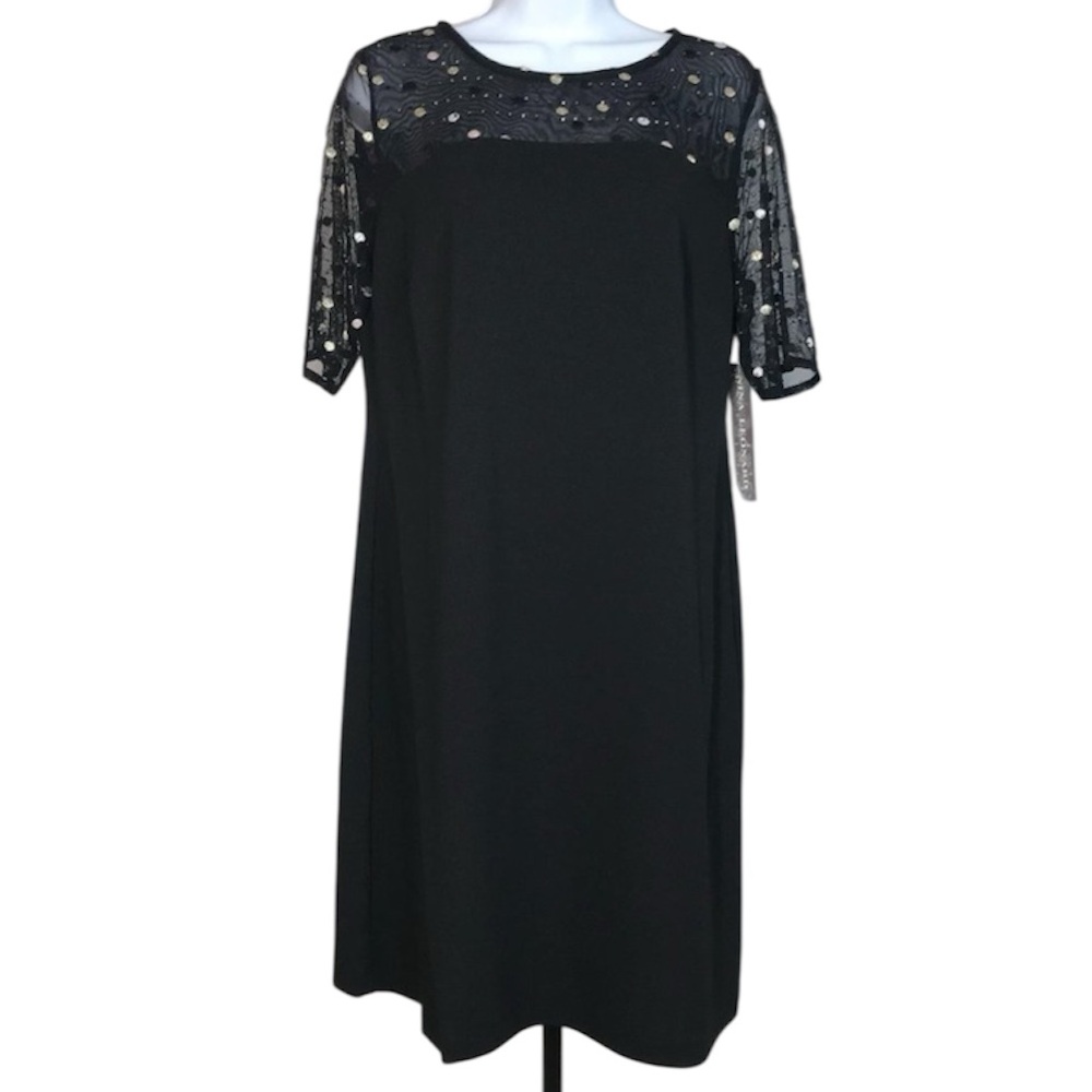 Nina Leonard S/S Dress | Black | Medium